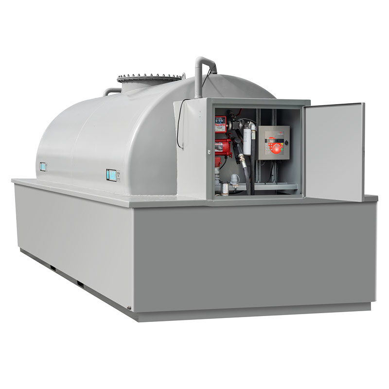 ABG nytillverkad dubbelmantlad cistern med miljölöda och låsbart pumpskåp